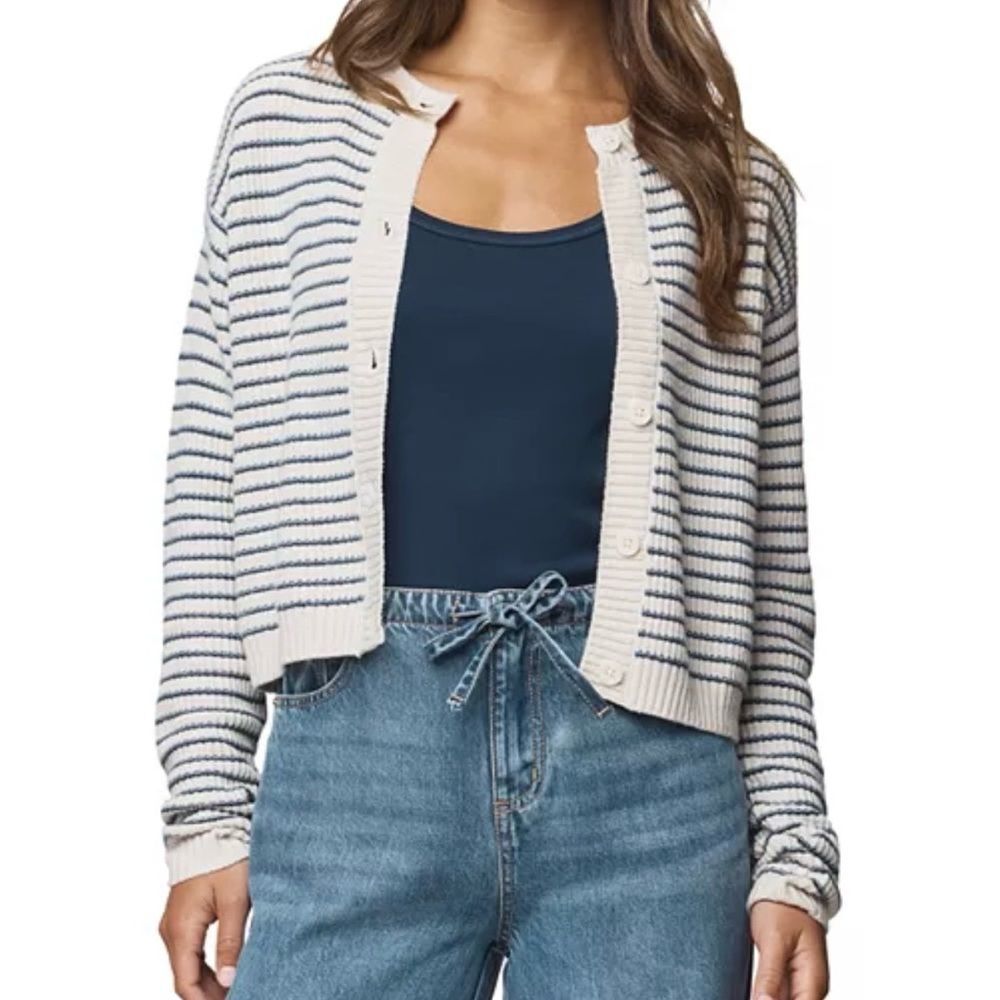 Splendid Amber Stripe Crop Long Sleeve Cardigan Sweater. Small. NEW WITH TAGS.